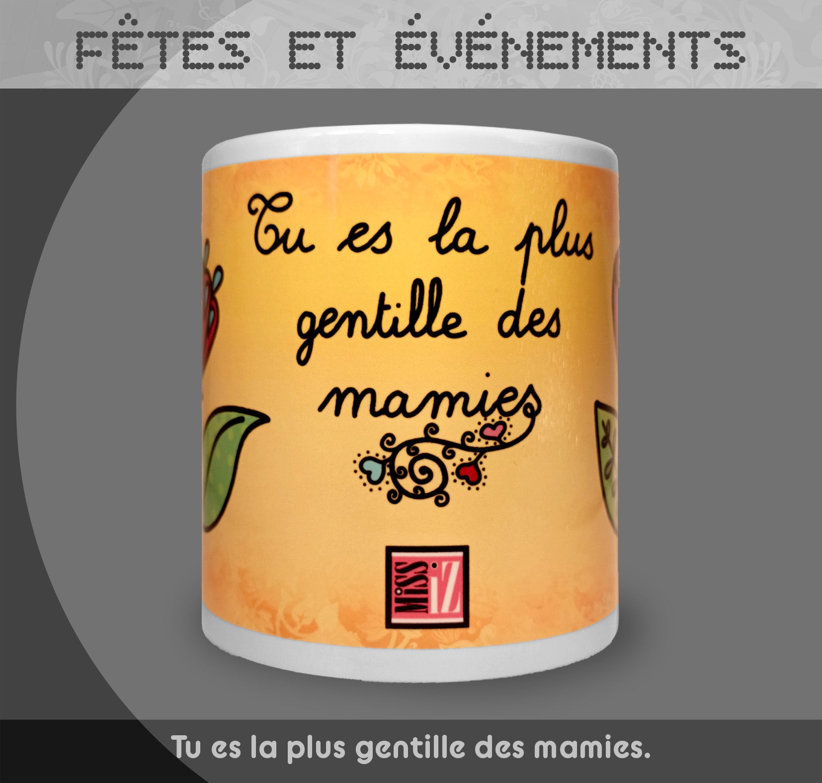 Mug "Fête des grand-mères" - Jaune - Collection "Fêtes et événements"