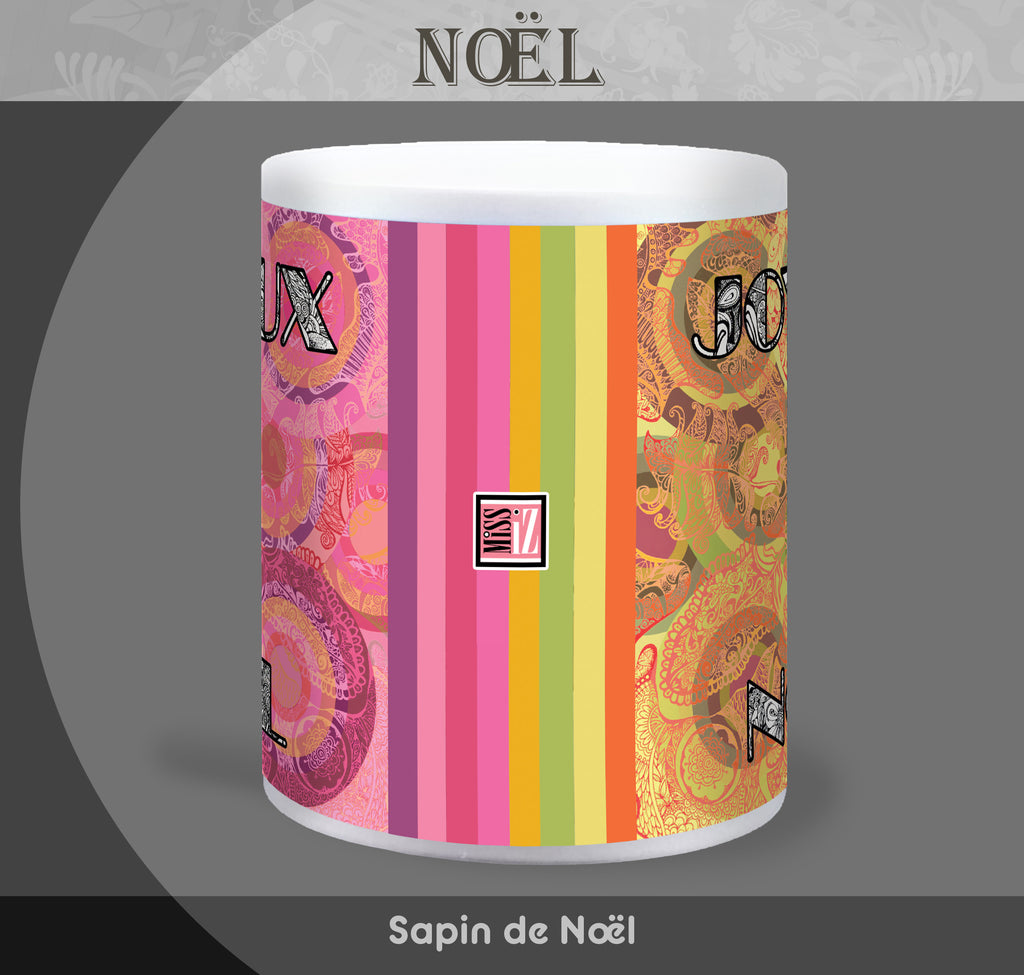 Mug "Douce Nuit" - rose et orange - Collection "Fêtes et événements"