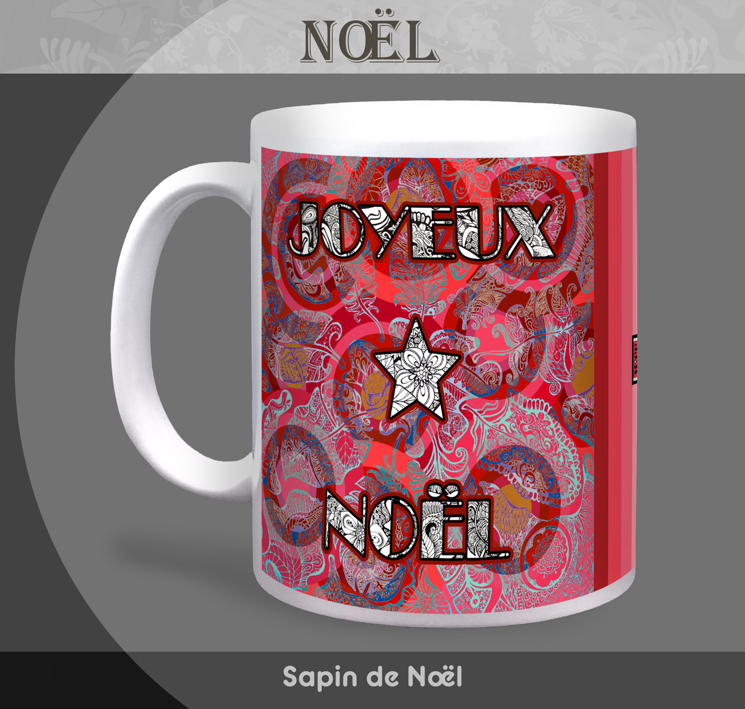 Mug "Douce Nuit" - rouge et vert - Collection "Fêtes et événements"