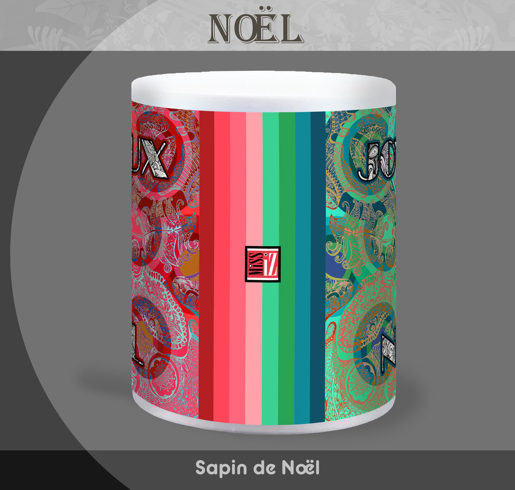 Mug "Douce Nuit" - rouge et vert - Collection "Fêtes et événements"