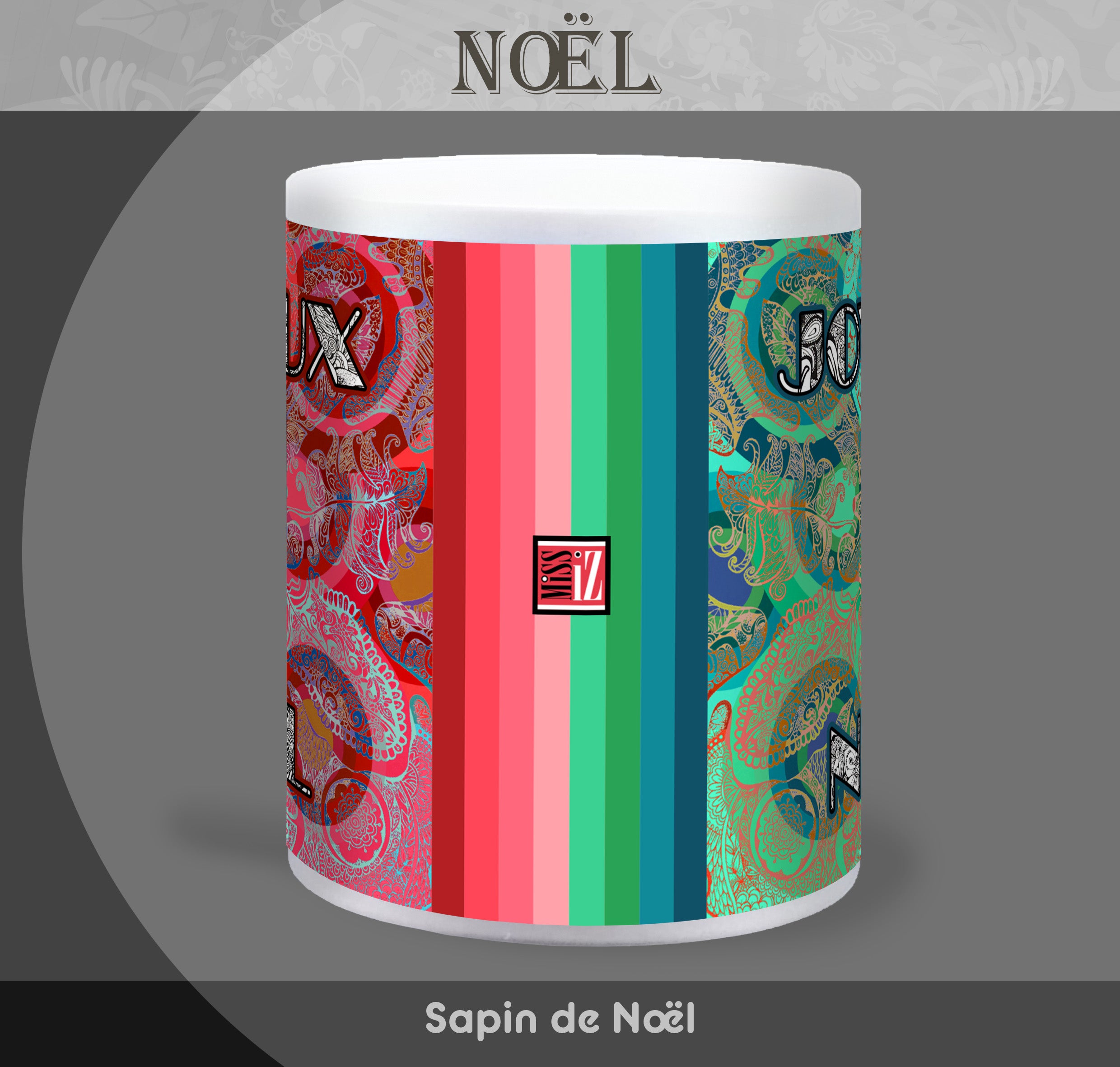 Mug "Douce Nuit" - rouge et vert - Collection "Fêtes et événements"