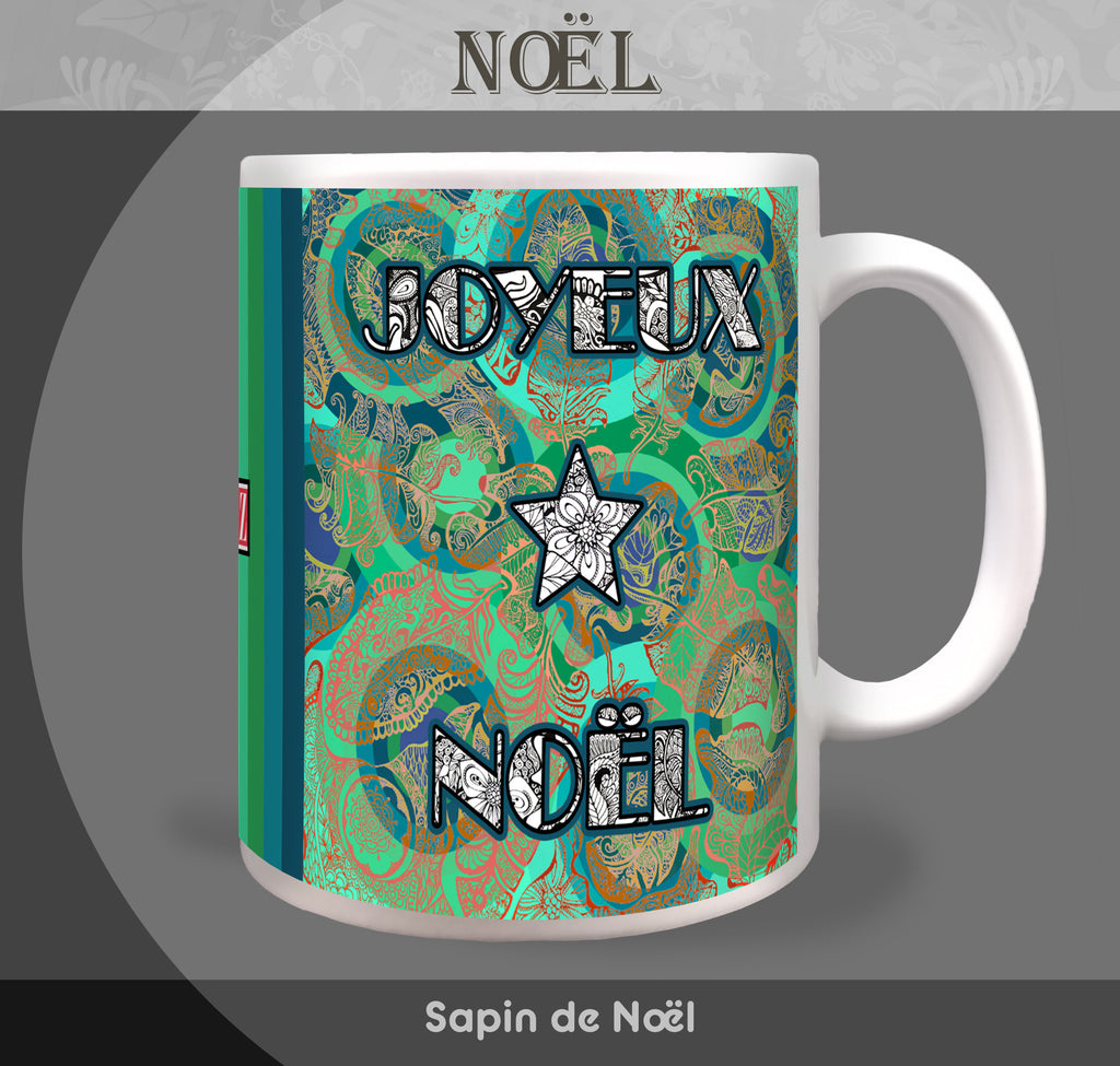 Mug "Douce Nuit" - rouge et vert - Collection "Fêtes et événements"