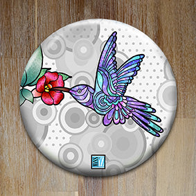Badge "Amis colibris" - Bleu - Collection "Cabinet de curiosités"