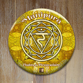 Badge "Les 7 chakras" - Chakra n°3 - Collection "Cabinet de curiosités"