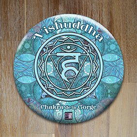 Badge "Les 7 chakras" - Chakra n°5 - Collection "Cabinet de curiosités"