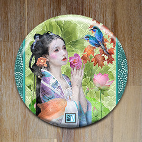Badge "Akiko" (Enfant de l'automne) - Collection "Japon mon amour"