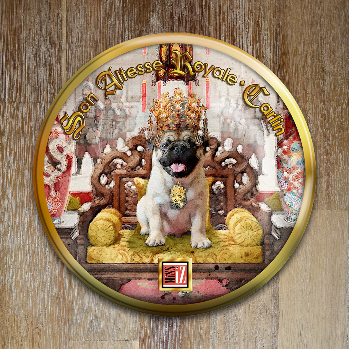 Badge Chien - "Carlin" - Collection "Son Altesse Royale"