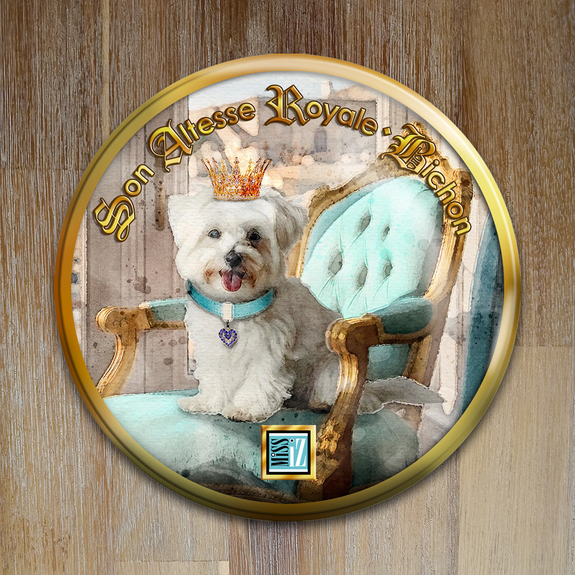 Badge Chien - "Bichon" - Collection "Son Altesse Royale"