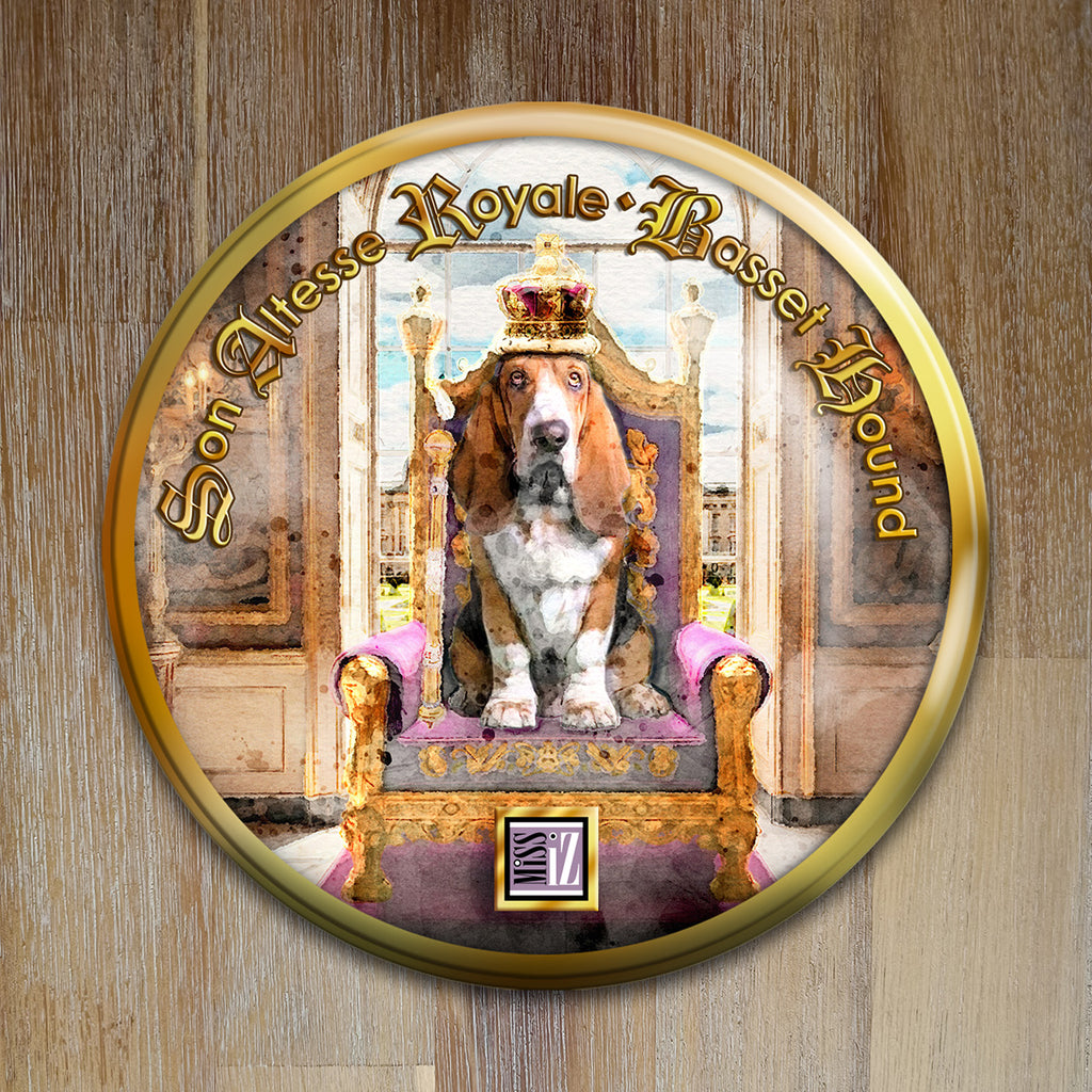 Badge Chien - "Basset Hound" - Collection "Son Altesse Royale"