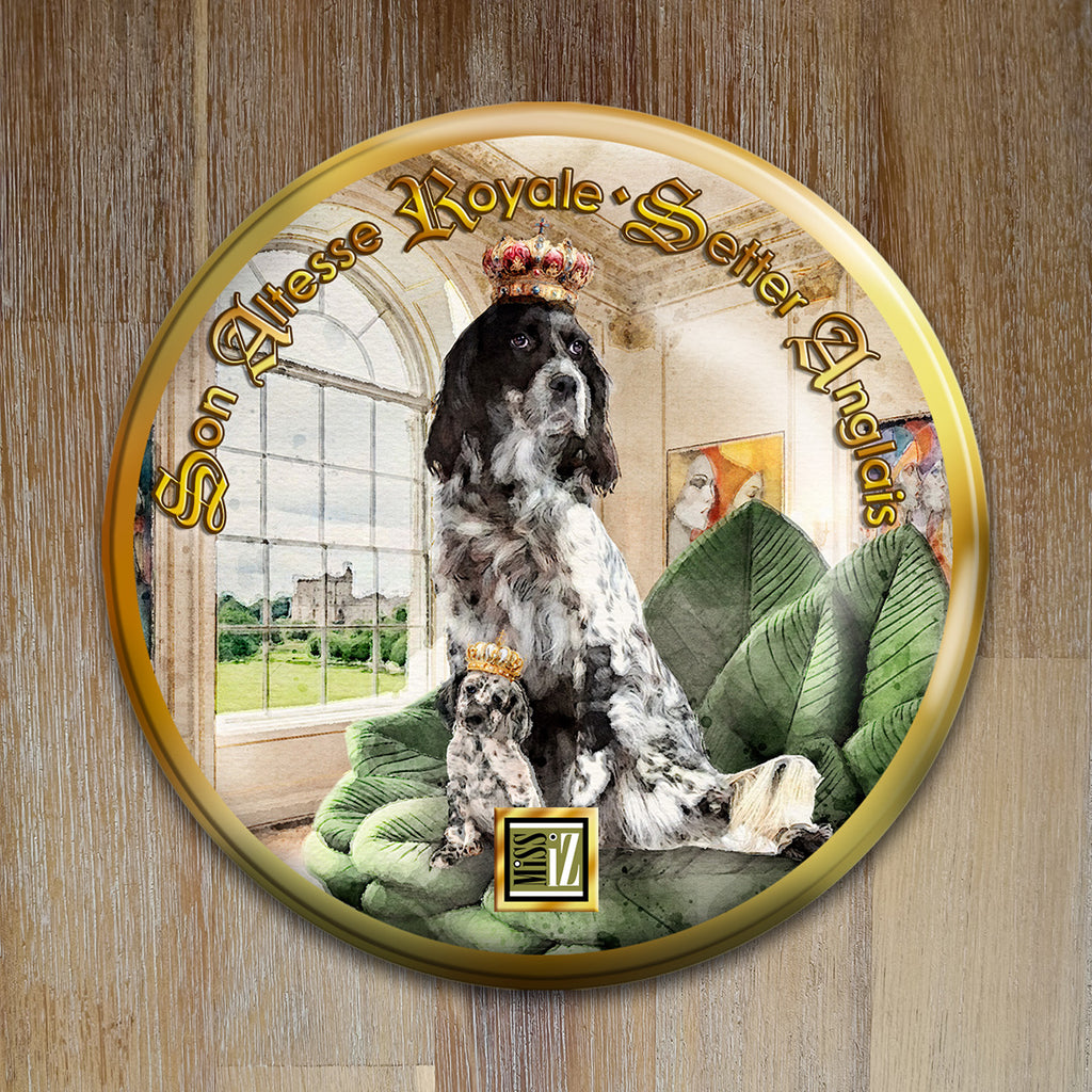 Badge Chien - "Setter anglais" - Collection "Son Altesse Royale"