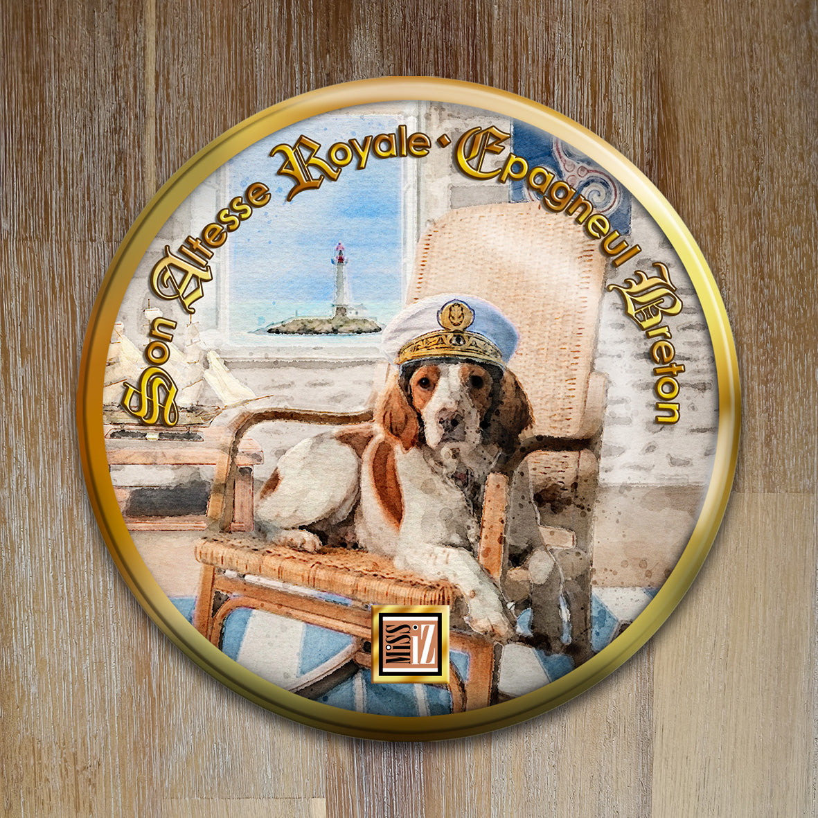 Badge Chien - "Épagneul breton" - Collection "Son Altesse Royale"