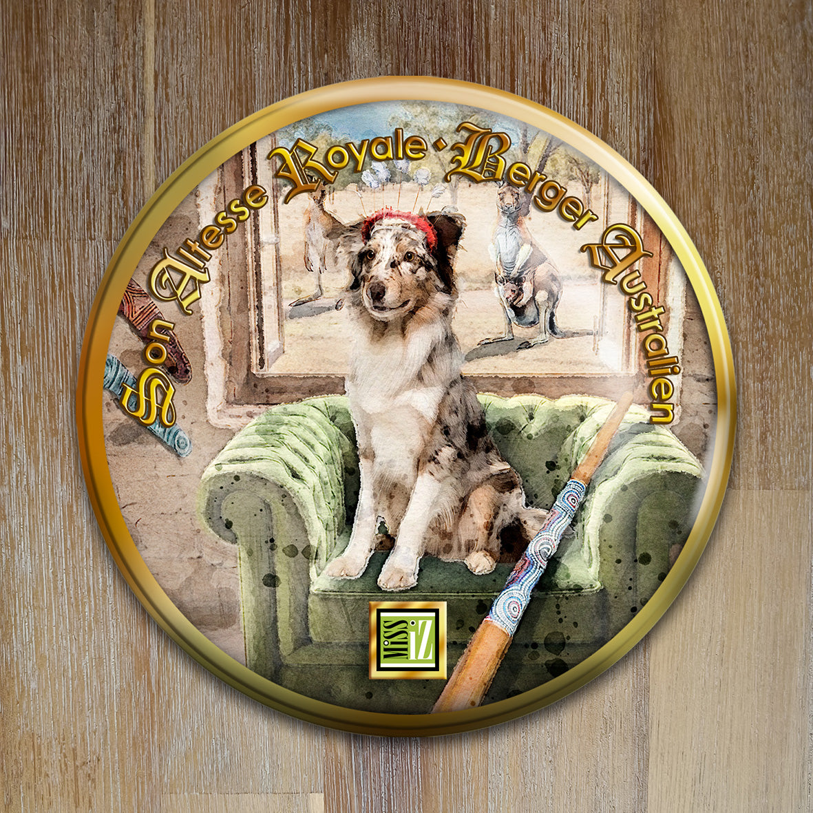 Badge Chien - "Berger australien" - Collection "Son Altesse Royale"