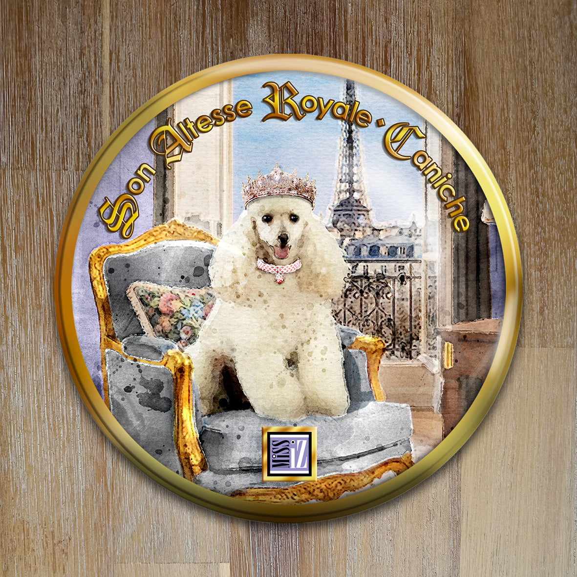 Badge Chien - "Caniche" - Collection "Son Altesse Royale"