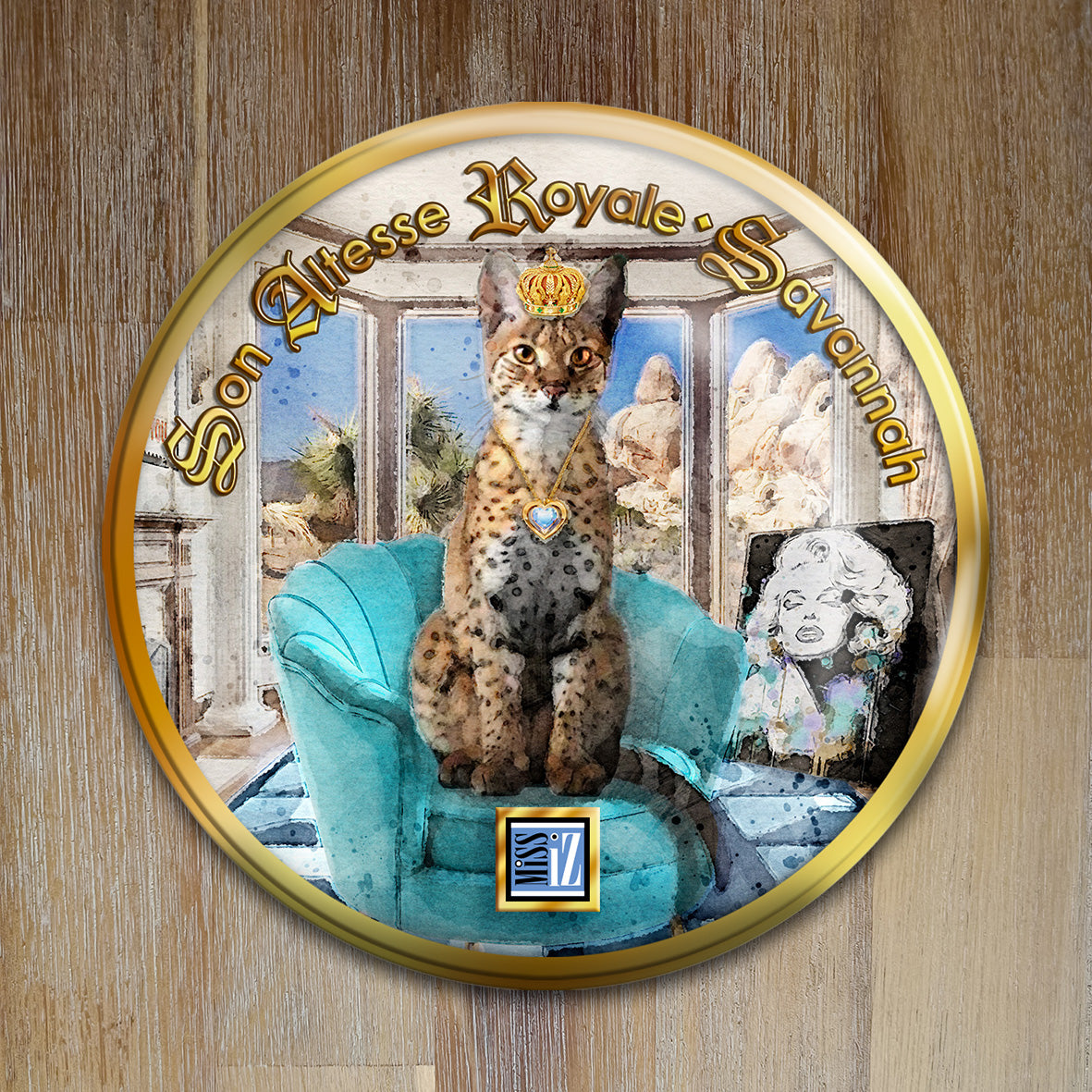 Badge Chat - "Savannah" - Collection "Son Altesse Royale"