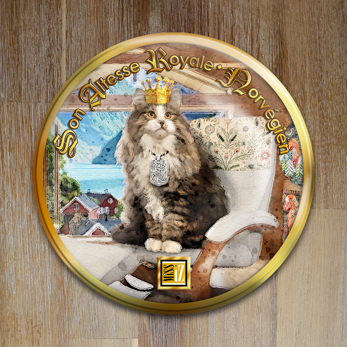 Badge Chat - "Norvégien" - Collection "Son Altesse Royale"