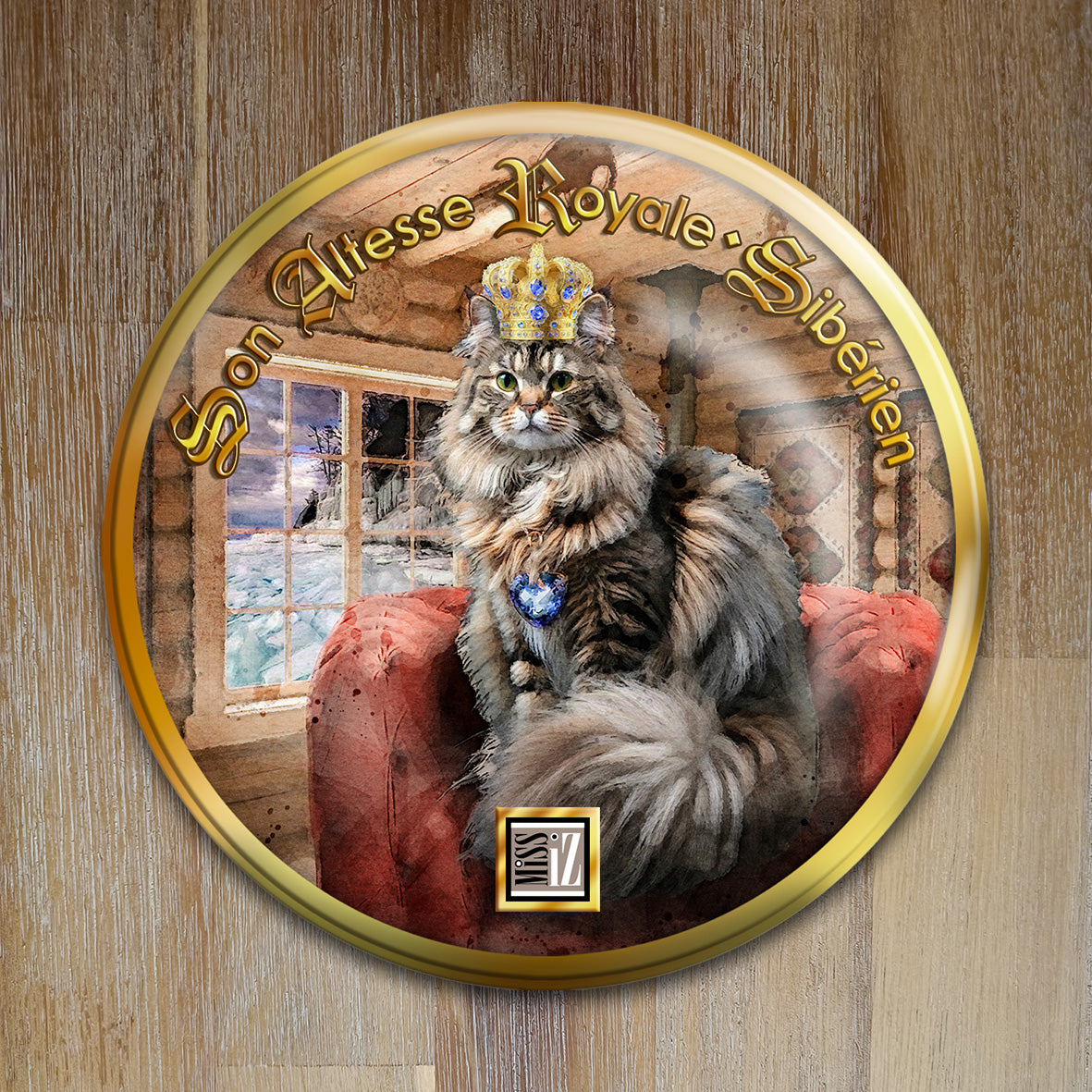 Badge Chat - "Sibérien" - Collection "Son Altesse Royale"