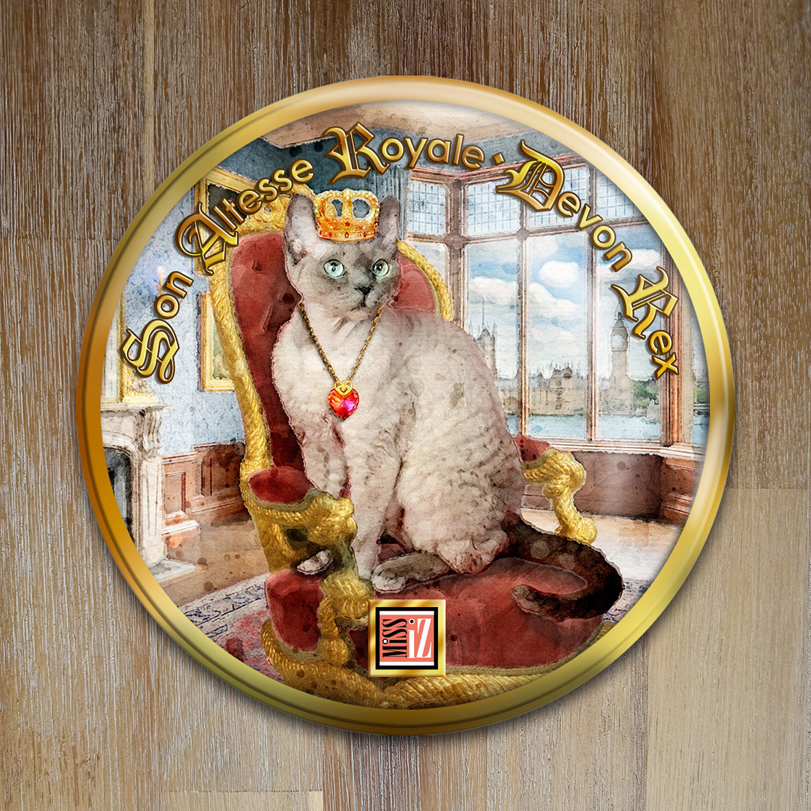 Badge Chat - "Devon Rex" - Collection "Son Altesse Royale"