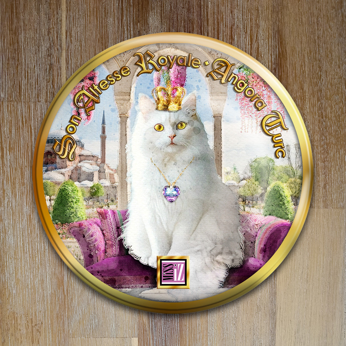 Badge Chat - "Angora turc" - Collection "Son Altesse Royale"