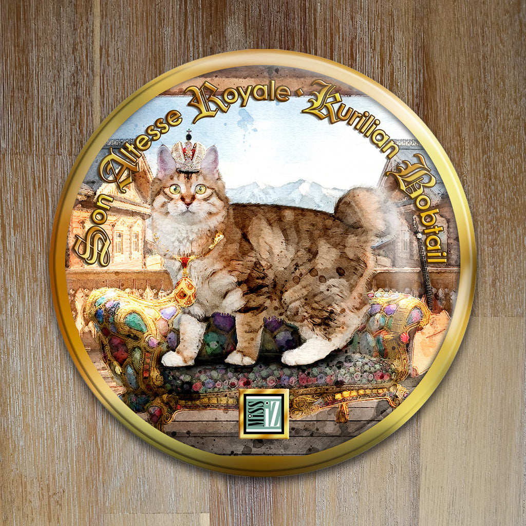 Badge Chat - "Kurilian Bobtail" - Collection "Son Altesse Royale"