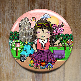 Badge "Chiara" (Mlle Italie) - Collection "World Charming Dolls"