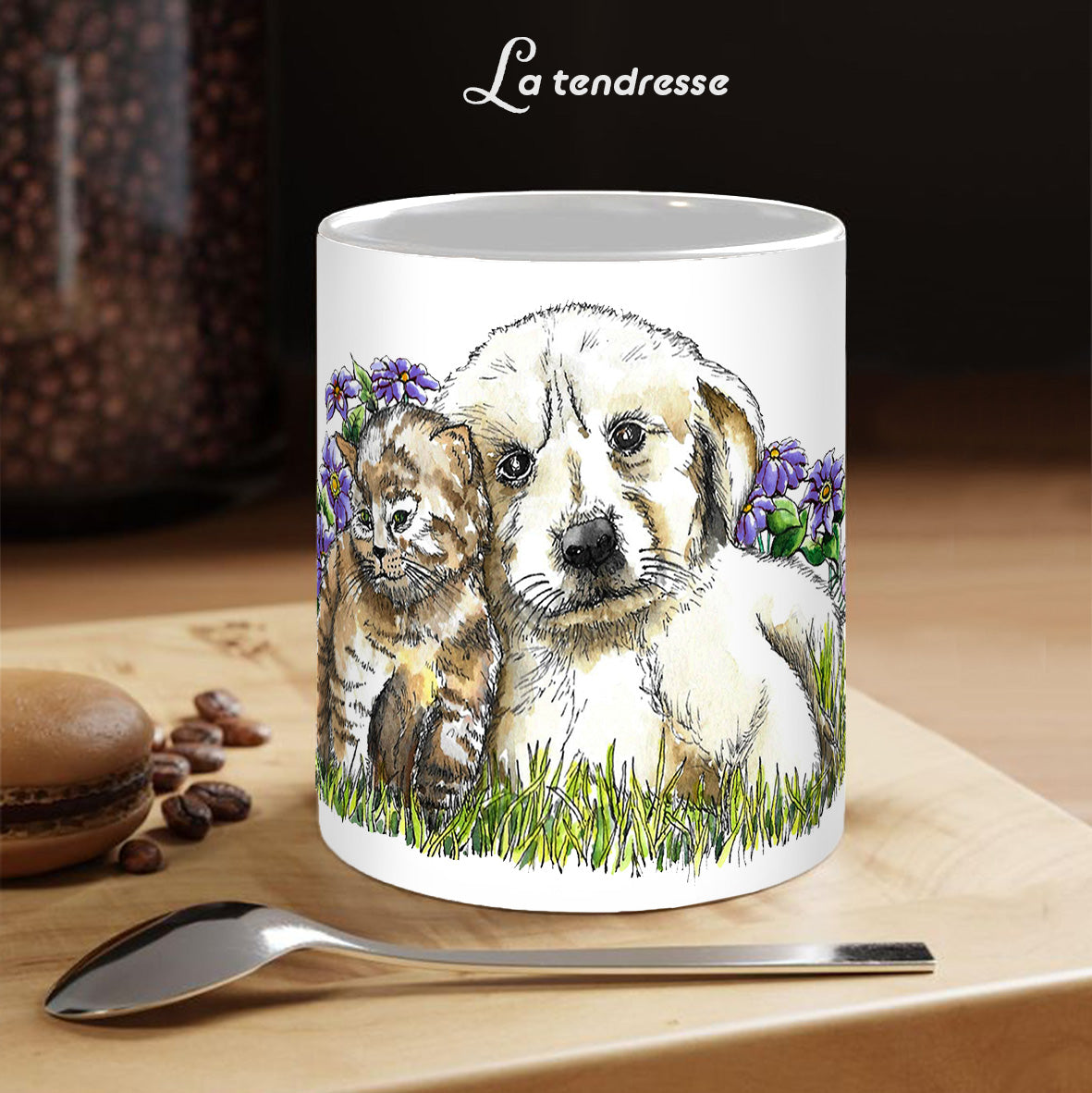 Mug KAWAII - La tendresse (chien et chat)