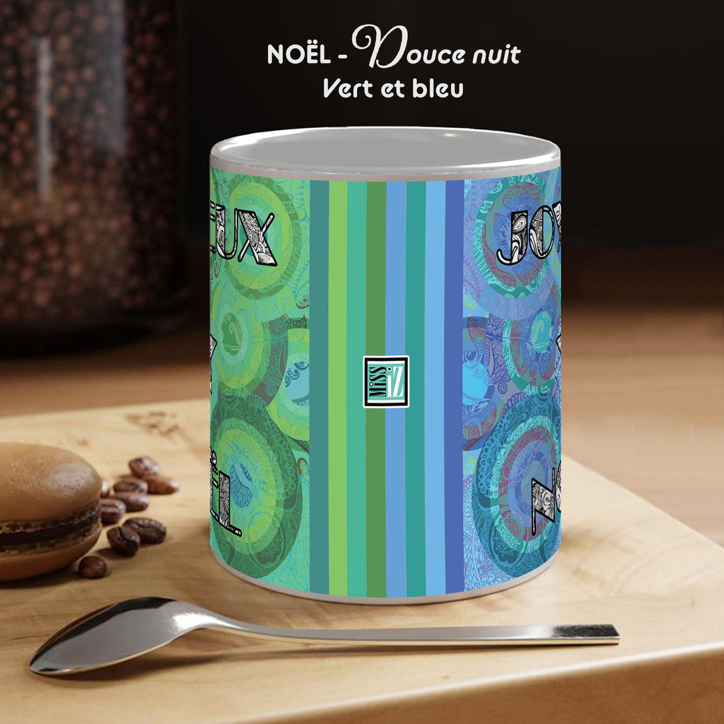 Mug EVENEMENT - Noël - Douce nuit - Vert et bleu