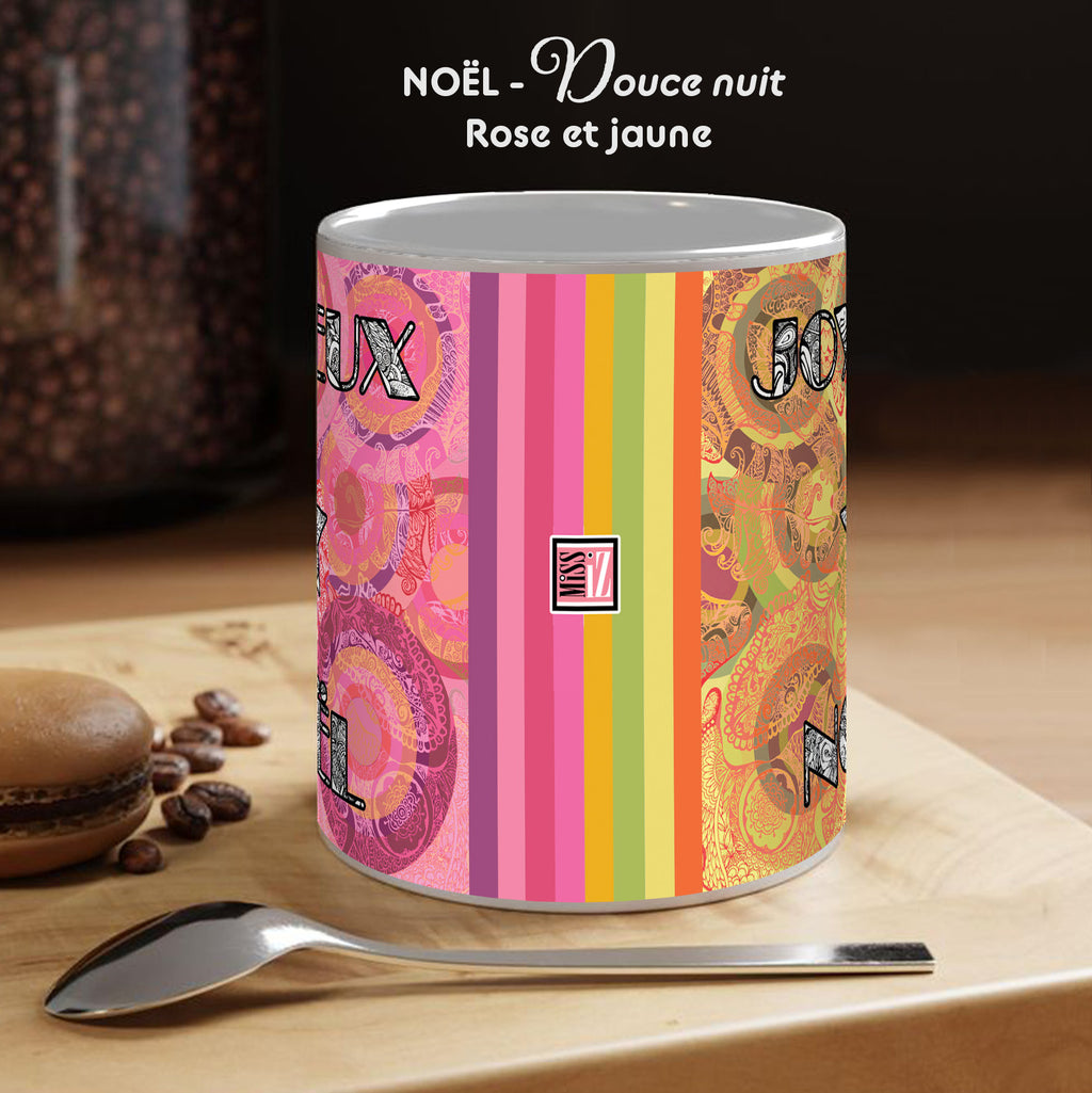 Mug EVENEMENT - Noël - Douce nuit - Rose et jaune