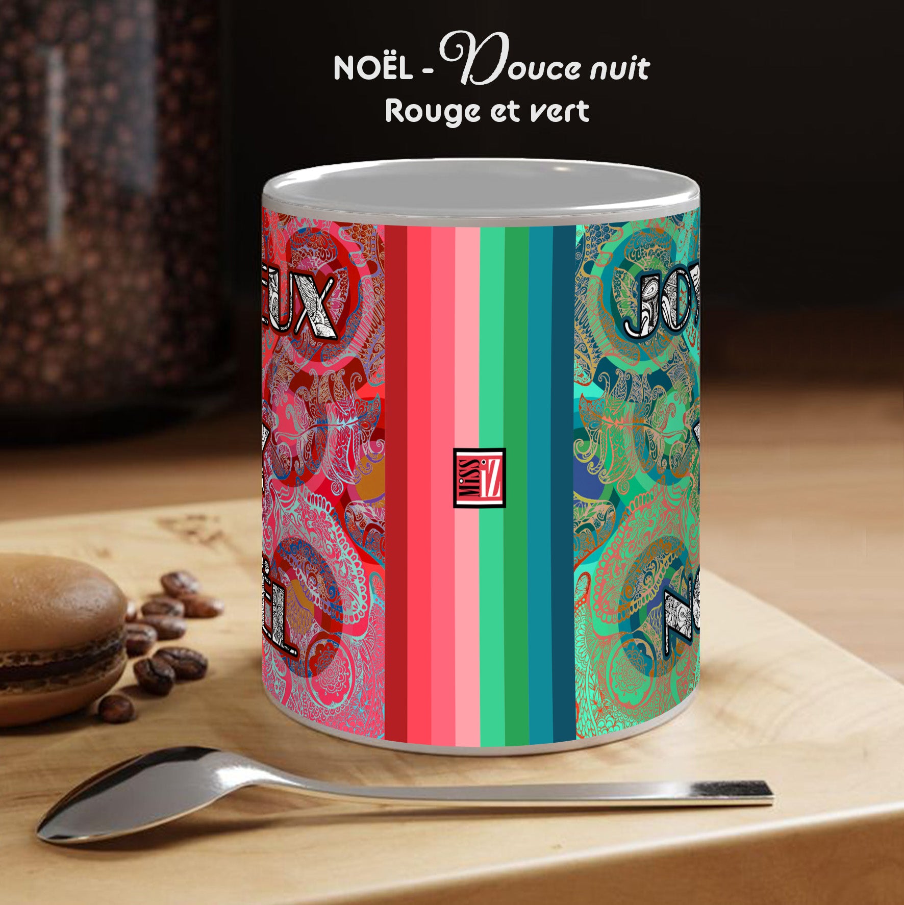 Mug EVENEMENT - Noël - Douce nuit - Rouge et vert