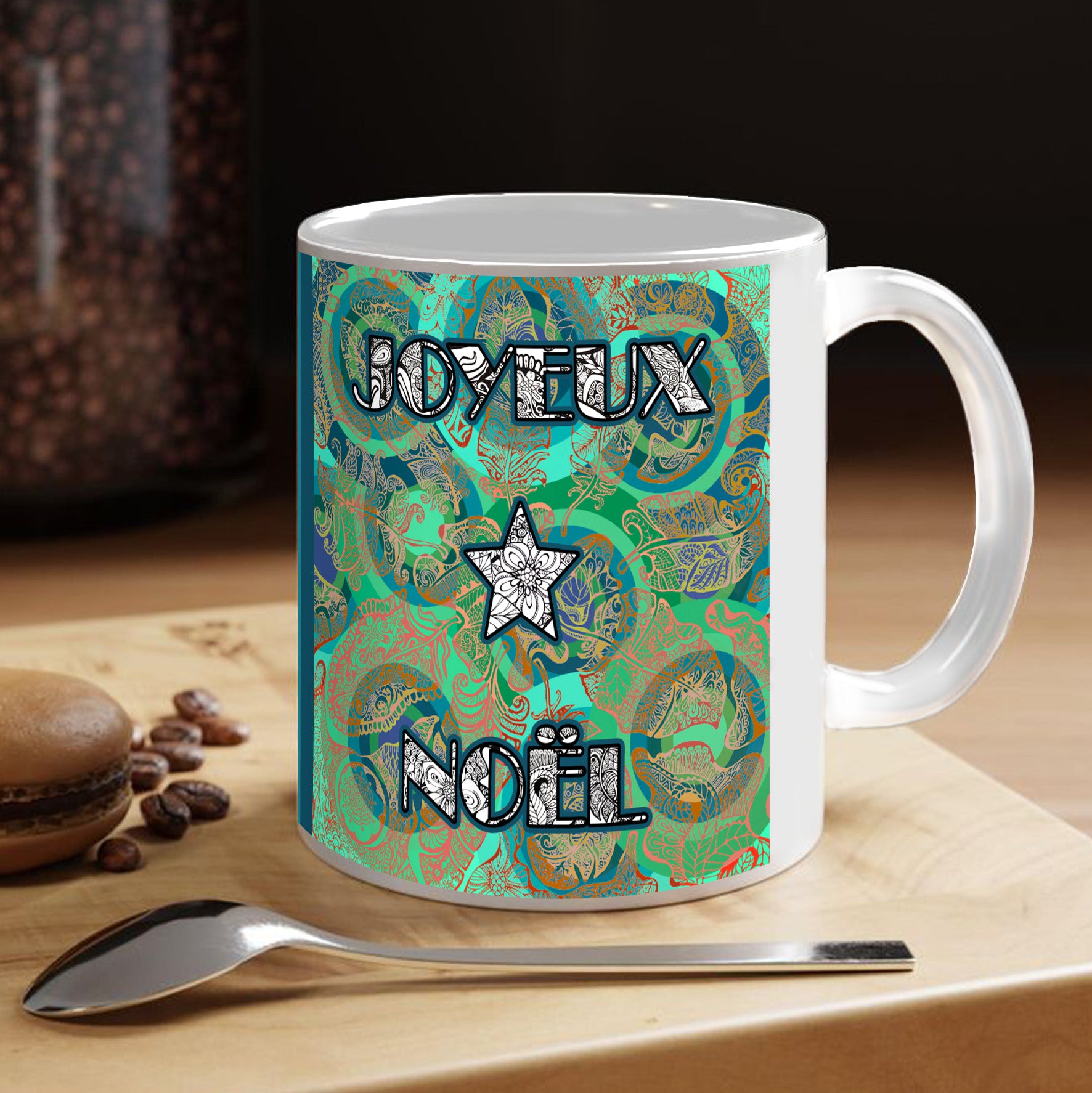 Mug EVENEMENT - Noël - Douce nuit - Rouge et vert